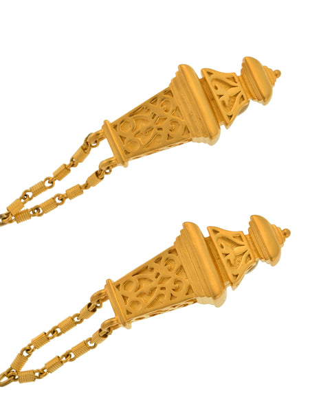 Karl Lagerfeld Vintage Incredible Street Lamp Post Dangling Pearl Statement Earrings