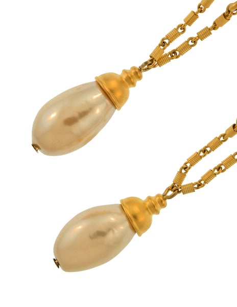 Karl Lagerfeld Vintage Incredible Street Lamp Post Dangling Pearl Statement Earrings