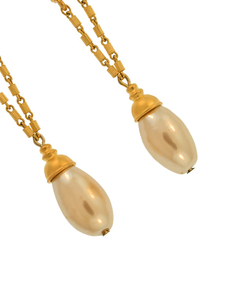Karl Lagerfeld Vintage Incredible Street Lamp Post Dangling Pearl Statement Earrings