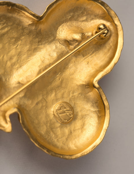 Karl Lagerfeld Vintage Golden Lucky Club Clover Brooch