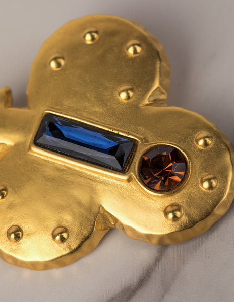 Karl Lagerfeld Vintage Golden Lucky Club Clover Brooch