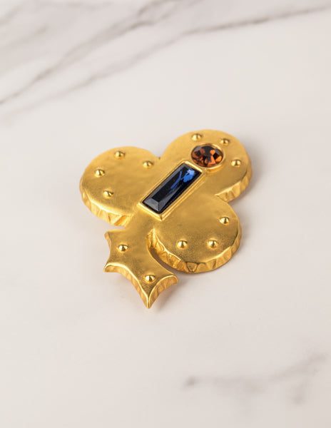 Karl Lagerfeld Vintage Golden Lucky Club Clover Brooch