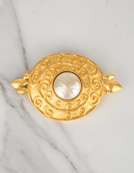 Karl Lagerfeld Vintage Golden Baroque Pearl Brooch