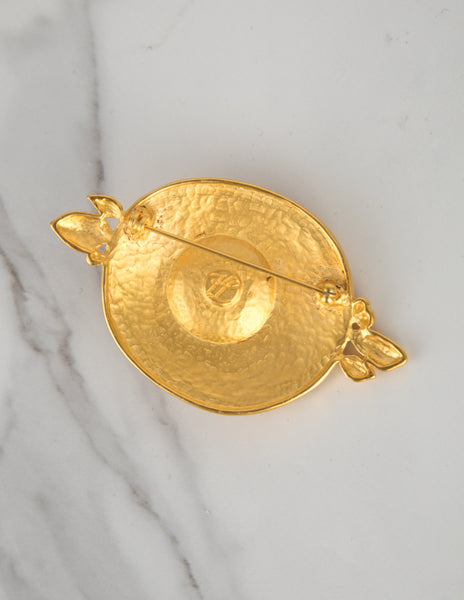Karl Lagerfeld Vintage Golden Baroque Pearl Brooch