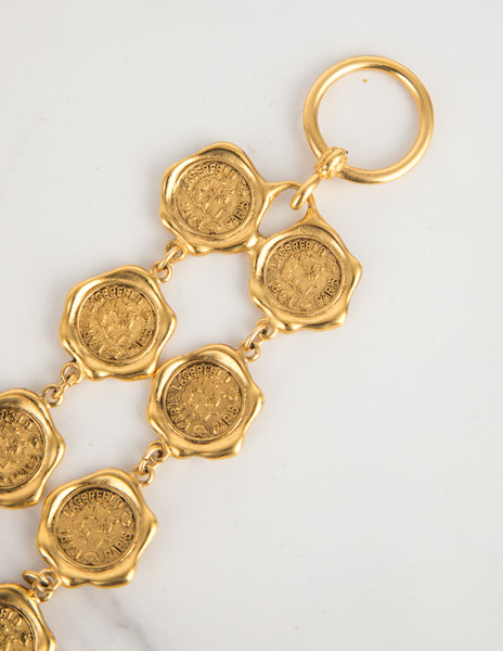 Karl Lagerfeld Vintage Golden Wax Seal Motif Bracelet