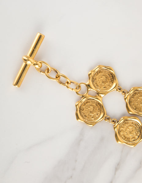 Karl Lagerfeld Vintage Golden Wax Seal Motif Bracelet