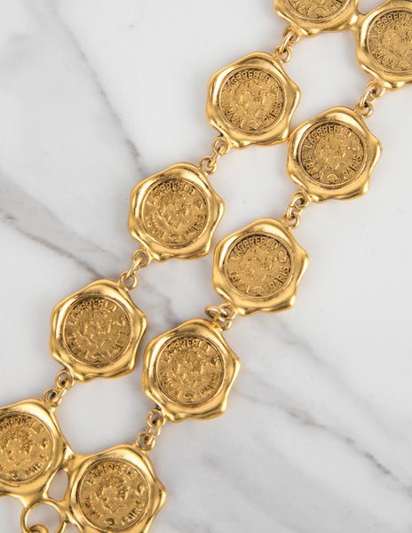 Karl Lagerfeld Vintage Golden Wax Seal Motif Bracelet