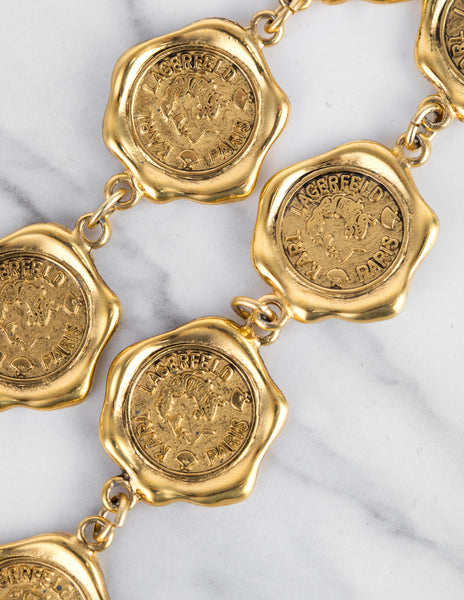 Karl Lagerfeld Vintage Golden Wax Seal Motif Bracelet