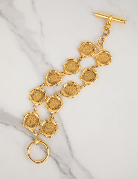 Karl Lagerfeld Vintage Golden Wax Seal Motif Bracelet