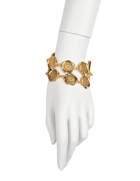 Karl Lagerfeld Vintage Golden Wax Seal Motif Bracelet