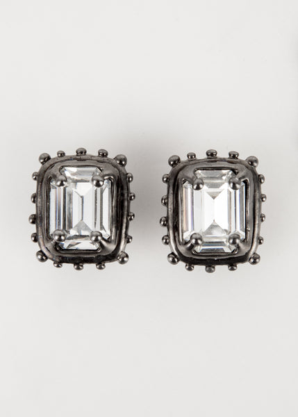 Karl Lagerfeld Vintage Faceted Gem Gunmetal Earrings