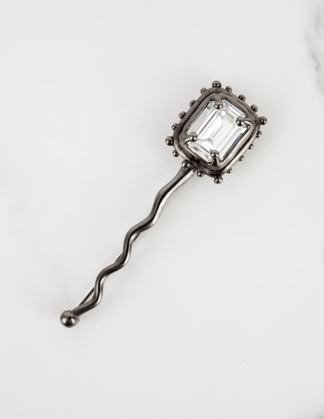 Karl Lagerfeld Vintage Faceted Gem Gunmetal Brooch