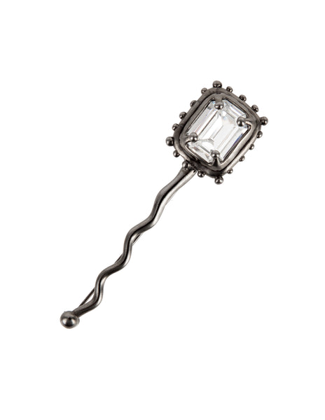 Karl Lagerfeld Vintage Faceted Gem Gunmetal Brooch