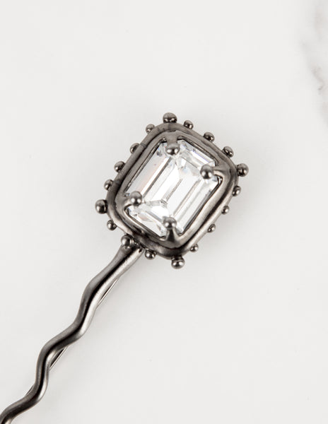 Karl Lagerfeld Vintage Faceted Gem Gunmetal Brooch