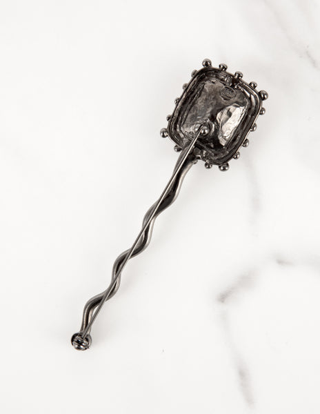 Karl Lagerfeld Vintage Faceted Gem Gunmetal Brooch