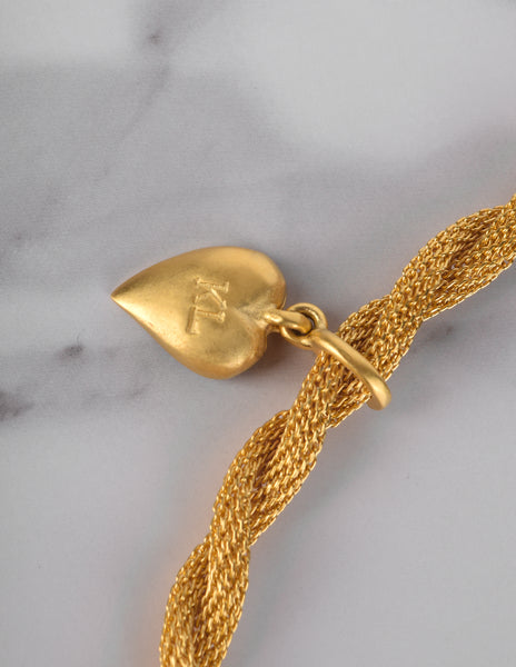 Karl Lagerfeld Vintage Golden Heart Charm Necklace