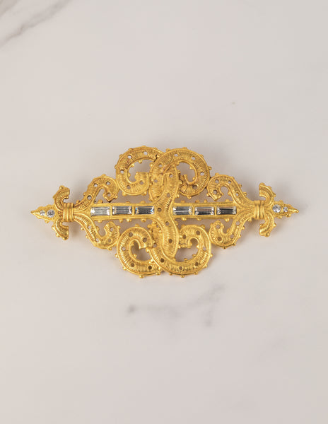 Karl Lagerfeld Vintage Large Golden Baroque Fleur de Lis Brooch