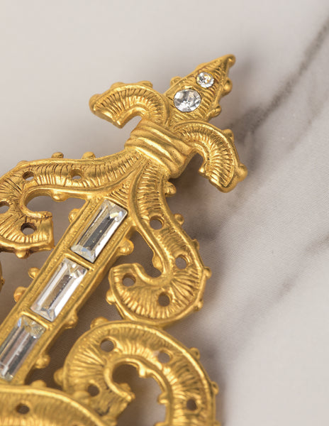 Karl Lagerfeld Vintage Large Golden Baroque Fleur de Lis Brooch