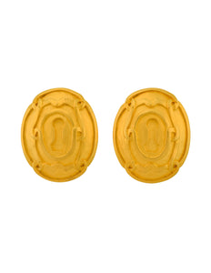 Karl Lagerfeld Vintage Incredible Brushed Gold Keyhole Statement Earrings