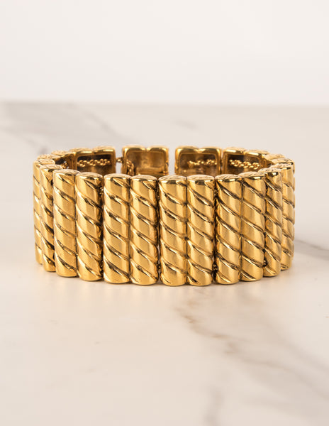 Karl Lagerfeld Vintage Golden Twisted Column Bracelet