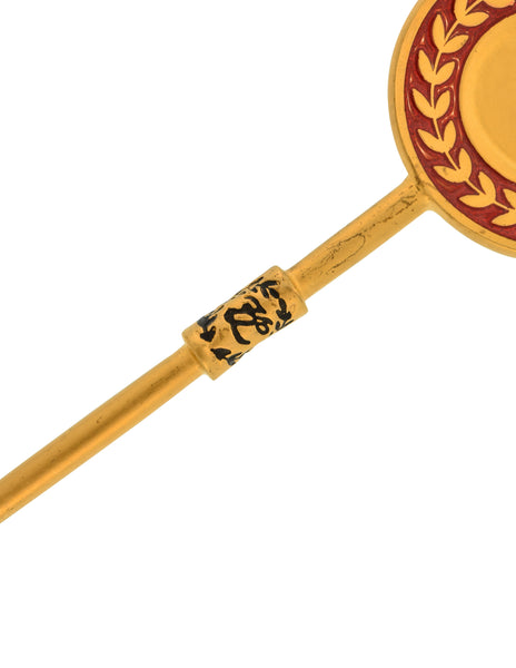 Karl Lagerfeld Vintage Golden & Red Enamel Dinner Plate Sceptre Pin