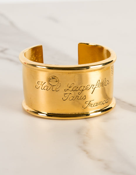 Karl Lagerfeld Vintage Gold Plated Love Letter Cuff Bracelet