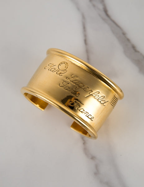 Karl Lagerfeld Vintage Gold Plated Love Letter Cuff Bracelet