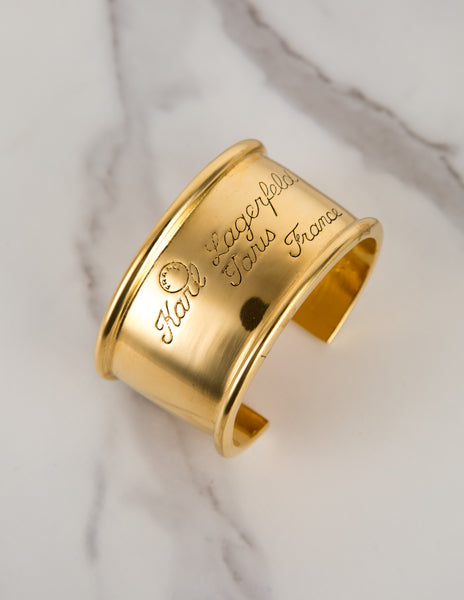 Karl Lagerfeld Vintage Gold Plated Love Letter Cuff Bracelet