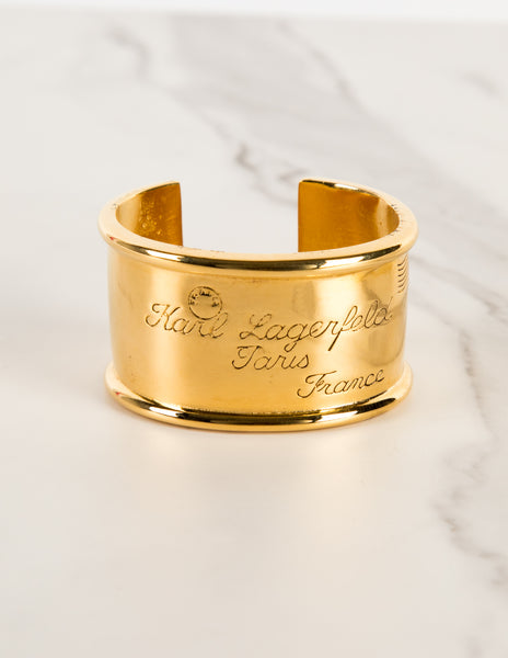 Karl Lagerfeld Vintage Gold Plated Love Letter Cuff Bracelet