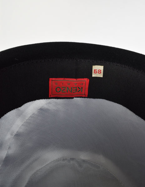 Kenzo Vintage Black Wool Derby Bowler Hat