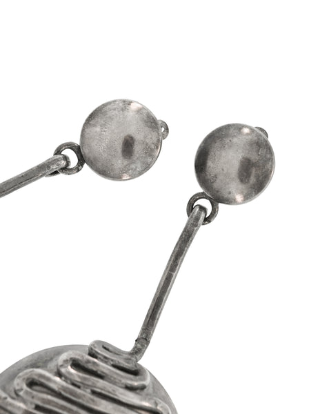 Krizia Vintage Massive Brutalist Blackened Silver Dangling Earrings