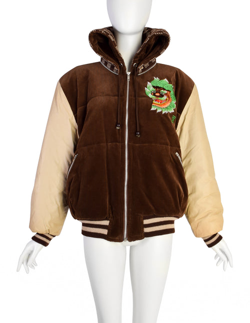 Kansai Yamamoto Vintage AW1981 Brown Corduroy Knit Embroidered