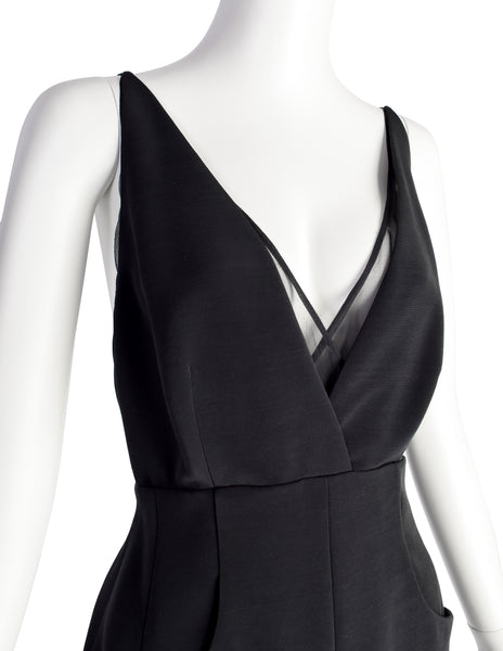 Karl Lagefeld Vintage AW1993 Black Pointed Wool and Silk Georgette Dress
