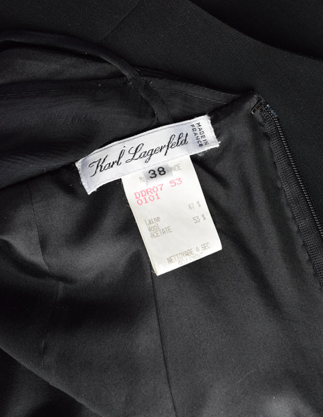 Karl Lagefeld Vintage AW1993 Black Pointed Wool and Silk Georgette Dress