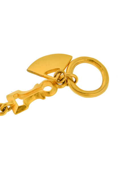 Karl Lagerfeld Vintage Brushed Gold Surrealist Keyhole Charm Link Bracelet