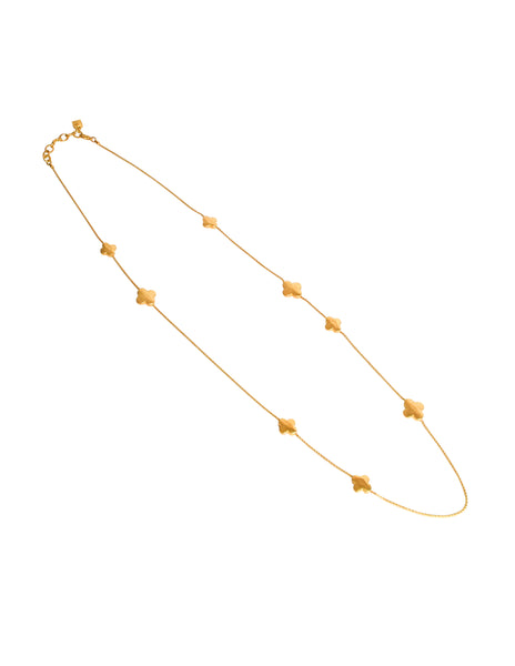 Karl Lagerfeld Vintage Brushed Gold Four Leaf Clover Necklace