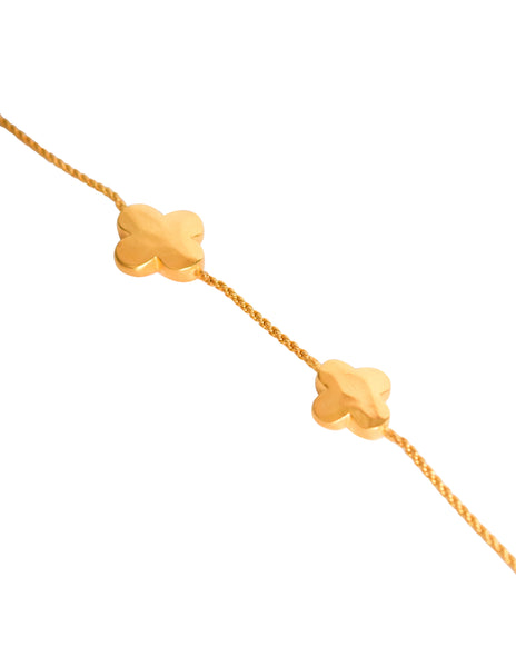 Karl Lagerfeld Vintage Brushed Gold Four Leaf Clover Necklace