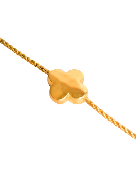 Karl Lagerfeld Vintage Brushed Gold Four Leaf Clover Necklace