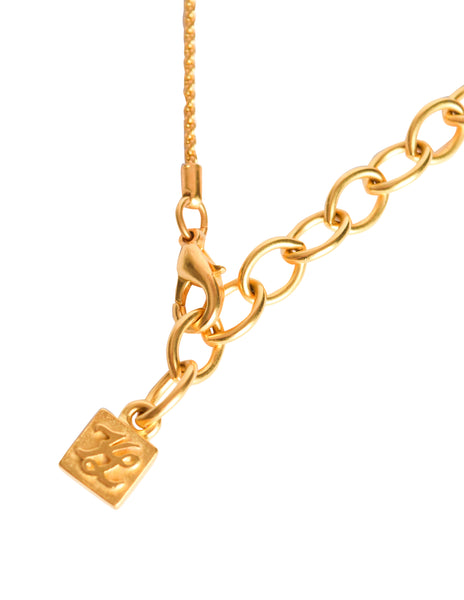 Karl Lagerfeld Vintage Brushed Gold Four Leaf Clover Necklace