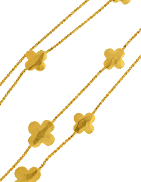 Karl Lagerfeld Vintage Brushed Gold Four Leaf Clover Necklace