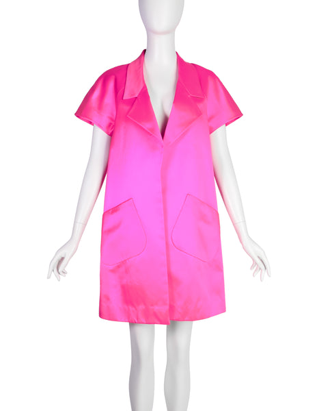 Karl Lagerfeld Vintage AW 1990 Shocking Pink Silk Satin Short Sleeve Jacket