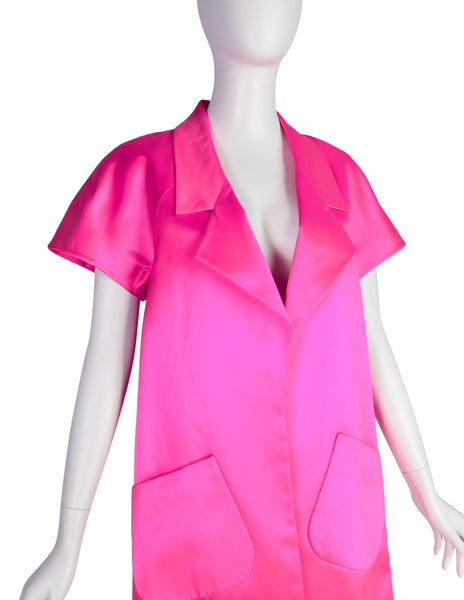 Karl Lagerfeld Vintage AW 1990 Shocking Pink Silk Satin Short Sleeve Jacket