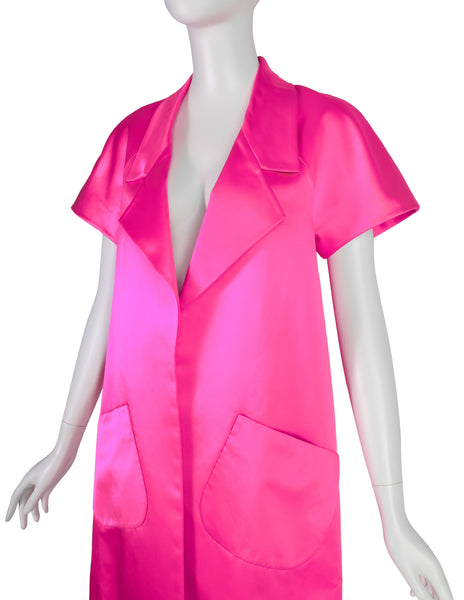 Karl Lagerfeld Vintage AW 1990 Shocking Pink Silk Satin Short Sleeve Jacket