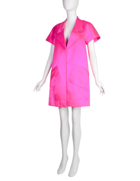 Karl Lagerfeld Vintage AW 1990 Shocking Pink Silk Satin Short Sleeve Jacket