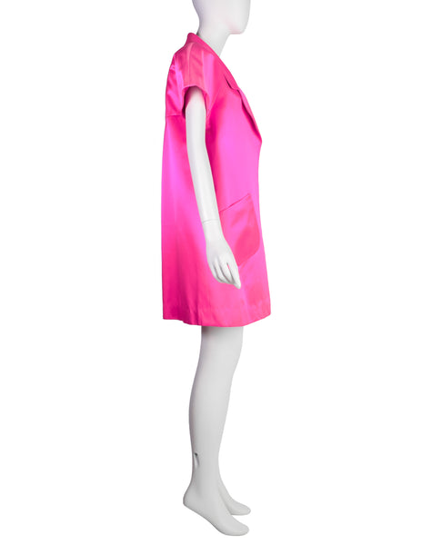 Karl Lagerfeld Vintage AW 1990 Shocking Pink Silk Satin Short Sleeve Jacket