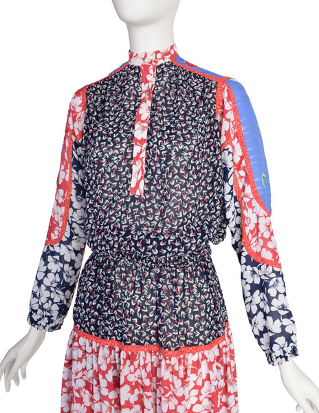 Koos van den Akker Vintage 1980s Mixed Print Patchwork Top and Skirt Ensemble