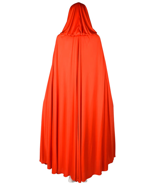 Loris Azzaro Vintage 1971 Couture Crochet Chain Red Gown with Matching Hooded Cape