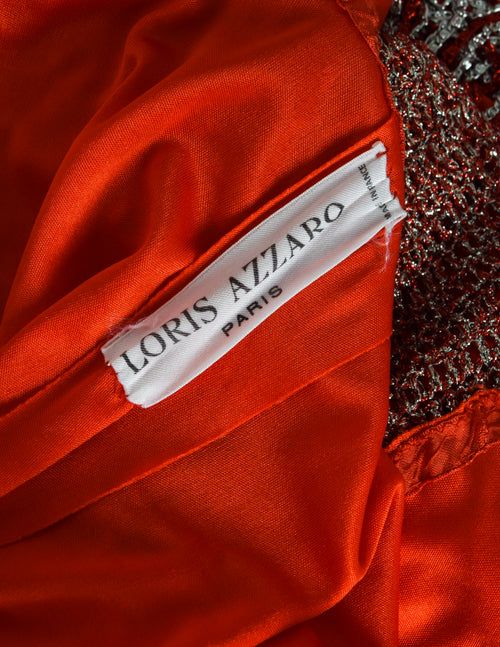 Loris Azzaro Vintage 1971 Couture Crochet Chain Red Gown with