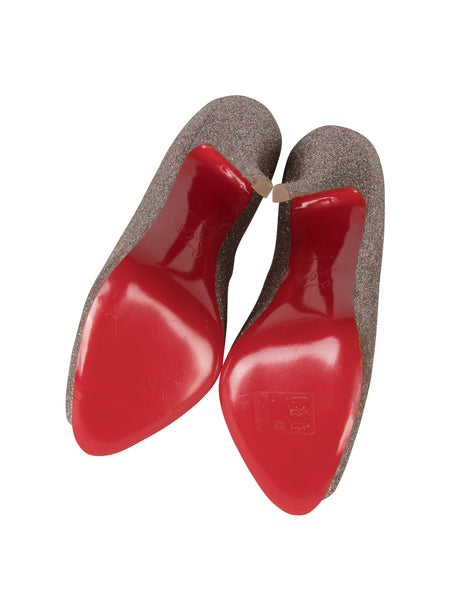 Christian Louboutin Vintage 'Very Prive' 120 Pastel Glitter Peep Toe Heels