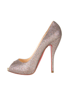 Christian Louboutin Vintage 'Very Prive' 120 Pastel Glitter Peep Toe Heels